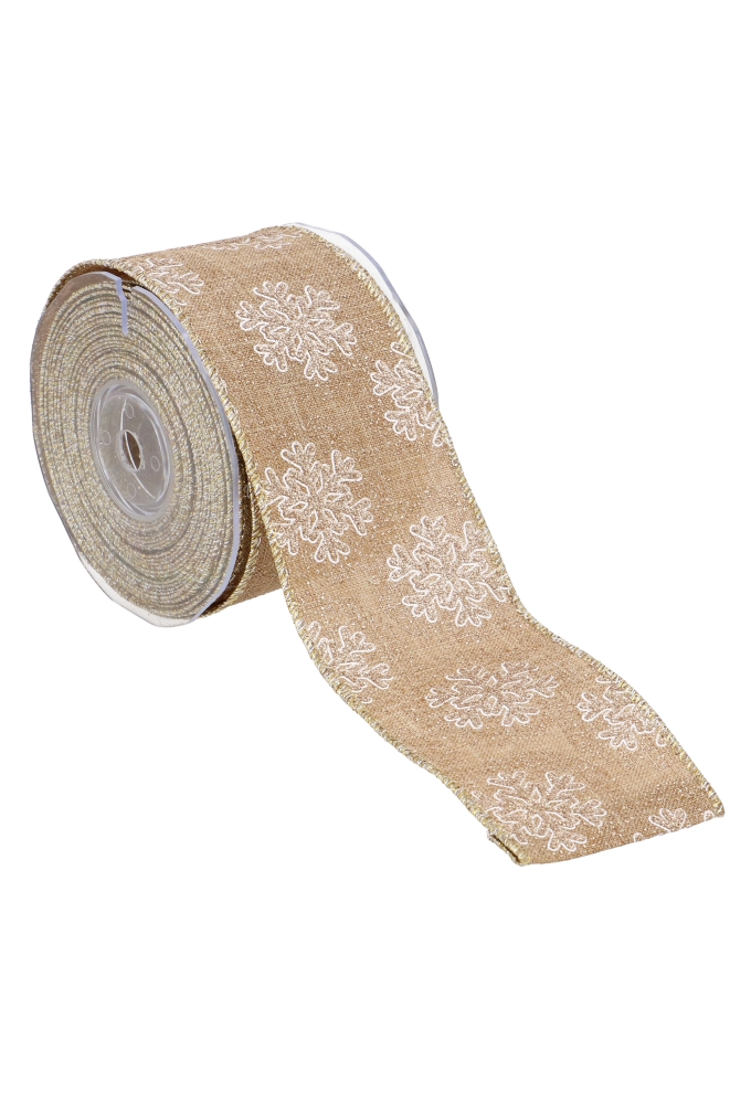 Luxe Stoflint Sadro Glitter Goud Sneeuw Wit 65mm X 10 Meter OP IS OP