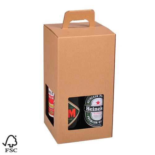 Bierverpakking Kraft Voor 4 Flesjes Bier 33cl 50stuks Krabbendam