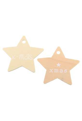 Houten Decoratie Star X Mas Naturel Hanger 6cm 100stuks Krabbendam