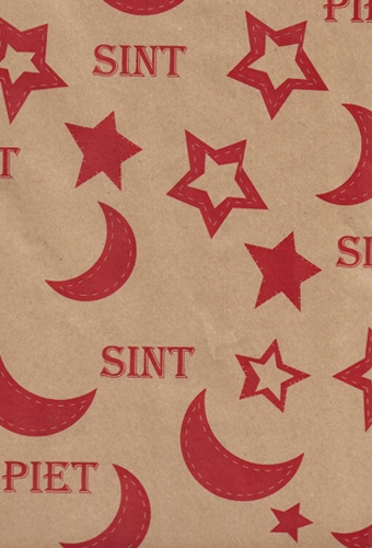 AKTIE Sint Kadopapier Bio Kraft. Sint & Piet 70cm x 10meter