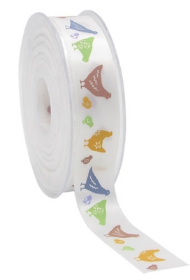 Kadolint Pasen Satijn Wit Kippen 23mm x 25meter