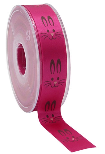 Kadolint Pasen Satijn Lint Fuchsia Happy Easter Bunny 22mm x 25meter