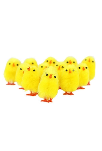 Chenille Tweety Kuikens Geel 3cm 60stuks OP IS OP