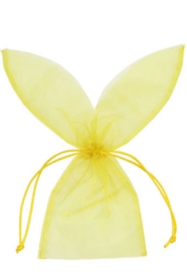 Organza Pasen Zakjes Geel Bunny 11x29cm 10stuks