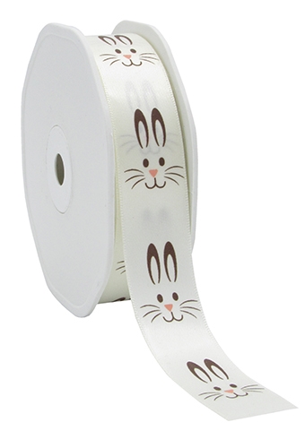 Luxe Satijn Lint Creme Happy Easter Bunny 22mm x 25meter