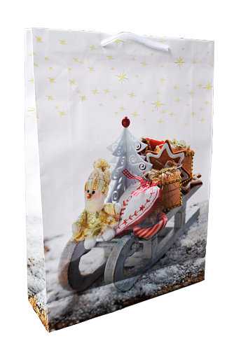 Kersttasjes Jumbo Sleetje 33x10x45.5cm 12stuks