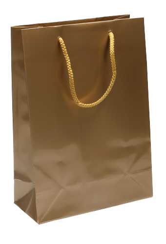 Kadotasjes Rome Uni Goud Glanzend Met Koord 28x12x36cm 9stuks