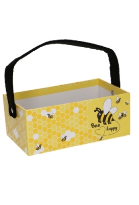 Geschenkdoos Bee Happy Met Zwarte Handgreep 16x9.5x6.7cm 6stuks