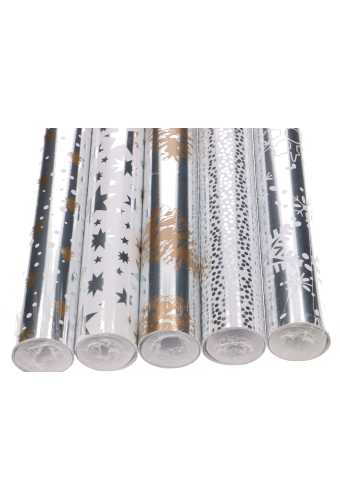 Kadopapier Consumentenrol Kerstmis Metallic Silver 70cmx1.5meter 50st