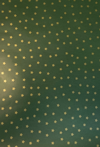 Kerstpapier Donker Groen Stars 80gram 50cm x 150meter