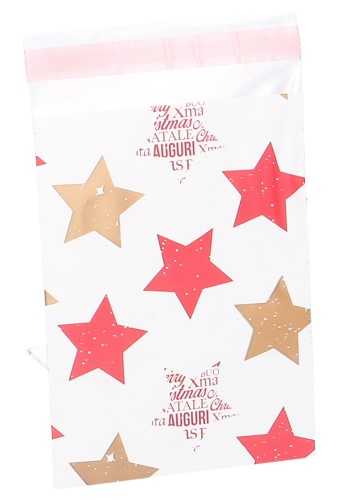 Kadozakjes Folie Mita Xmas Stars & Plakstrip 12x18.5+3cm 100stuks 