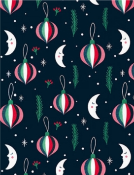 Kerstpapier Coated christmas moon darkblue 50cm x 200meter