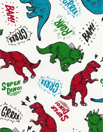 Cadeaupapier Coated super dino green & red & blue 50cm x 200meter