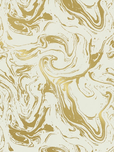 Cadeaupapier Coated fluid marble creme & gold 50cm x 200meter