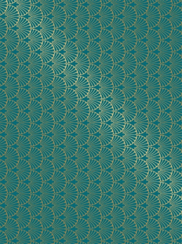 Cadeaupapier Coated victora petrol & gold 70cm x 200meter