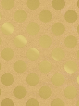 Kraftpapier Bruin recycled kraft big dots gold 70cm x 200meter