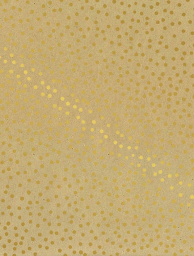 Kraftpapier Bruin recycled kraft confetti dots gold 50cm x 200meter Kraftpapier Bruin recycled kraft confetti dots gold 50cm x 200meter