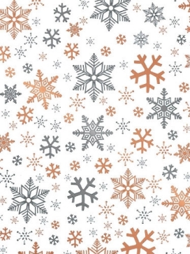 Kerstpapier Metallic snow crystal white copper 50cm x 200meter