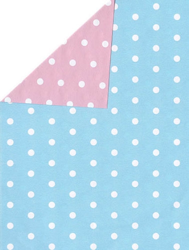 Cadeaupapier Dubbelzijdig small dots blue & pink rv 50cm x 200meter