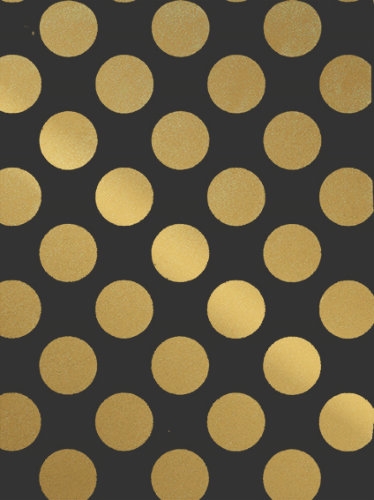 Kraftpapier Reclycled kraft big dots black & gold 50cm x 200meter