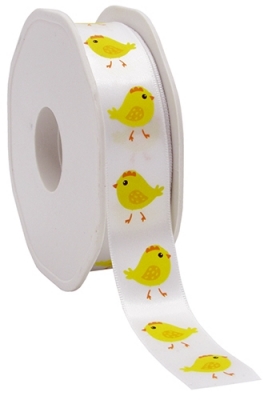 Kadolint Pasen Satijn Kuiken Geel & Wit 22mm x 20meter