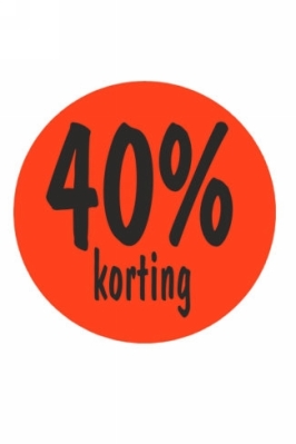 Etiketten 40 procent Korting Fluor Rood 3.5cm 500stuks