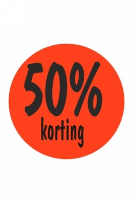 Etiketten 50 procent Korting Fluor Rood 3.5cm 500stuks