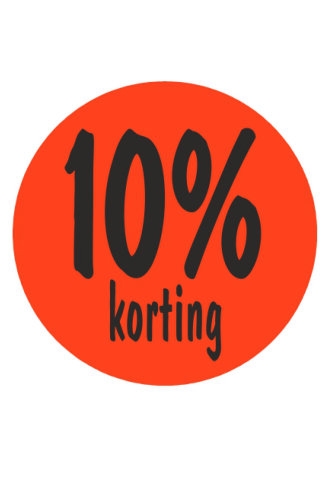 Etiketten 10 procent Korting Fluor Rood 3.5cm 500stuks