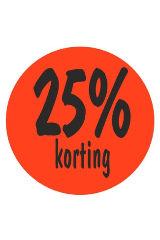 Etiketten 25 procent Korting Fluor Rood 3.5cm 500stuks