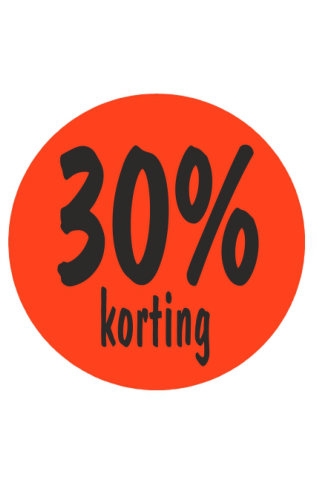 Etiketten 30 procent Korting Fluor Rood 3.5cm 500stuks