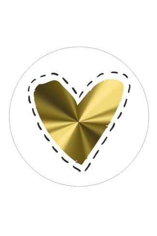 Etiketten Liefde Hartje Metallic Goud 4.7cm 500stuks