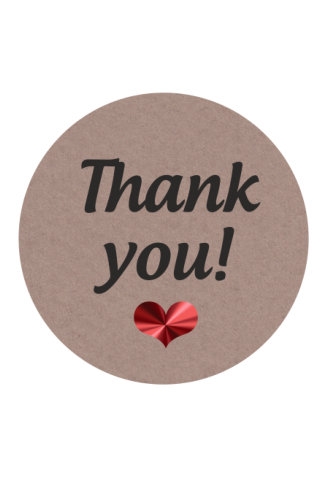 Etiketten Liefde Thank You Hartje Kraft 4cm 500stuks