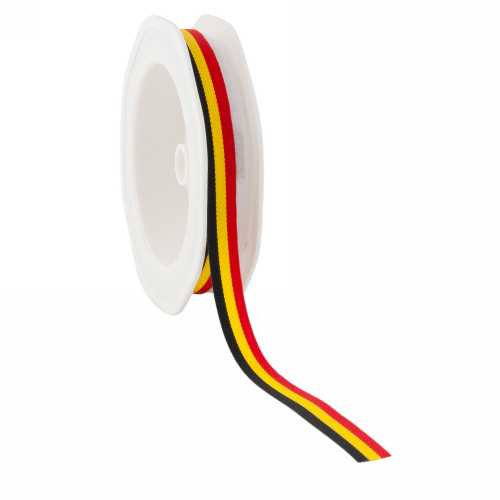 Lint Stofband Belgie Zwart Geel Rood 25 meter x 1cm