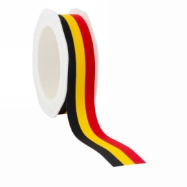 Lint Stofband Belgie Zwart Geel Rood 2.5cm x 20 meter