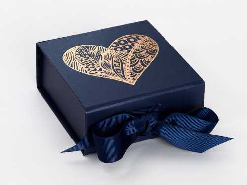 Luxueuze Magneetdozen Diamond & Satijn Navy 9.5x11x4.5cm 12stuks