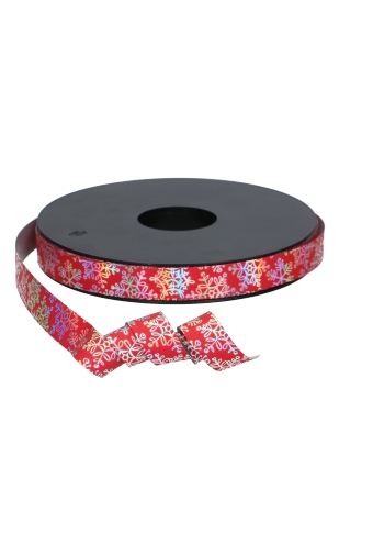 Krullint Rood Holographic Sneeuw Zilver 15mm x 100 meter