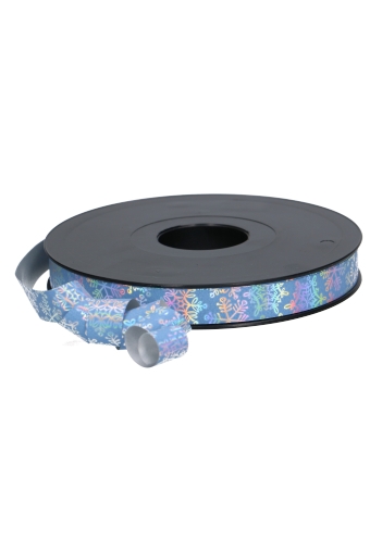 Krullint Blauw Holographic Sneeuw Zilver 15mm x 100 meter