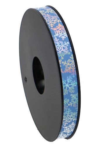 Krullint Blauw Holographic Sneeuw Zilver 15mm x 100 meter