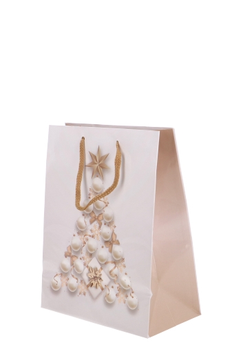 Kersttasjes Medium Golden Tree 18x10x23cm 12stuks