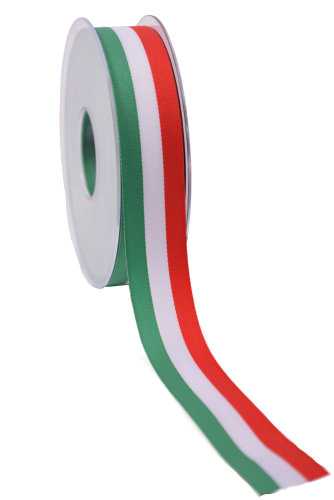 Cadeaulinten Stofband Italie Groen Wit Rood 2.5cm x 25meter