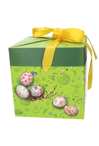 Geschenkdoos Regalo Happy Easter Bunny & Geel Lint 20x20x20cm 15stuks