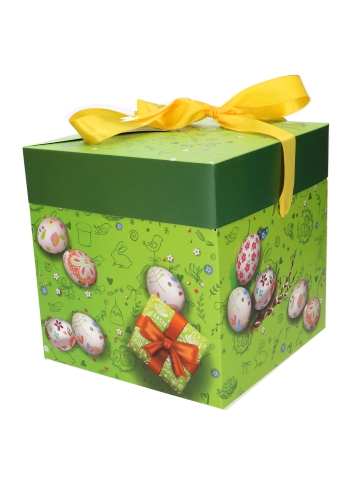 Geschenkdoos Regalo Happy Easter Bunny & Geel Lint 20x20x20cm 15stuks