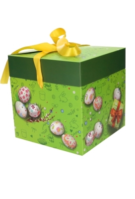 Geschenkdoos Regalo Happy Easter Bunny & Geel Lint 20x20x20cm 15stuks