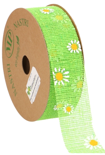 Geschenklint Jute Daisy Groen 4.5cm x 20 meter