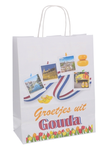 Papieren Draagtas & Handvat Greeting Gouda 24x11x31cm 50stuks