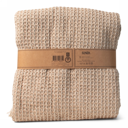 Jens Living Recycled Cotton Plaid Wafel Beige 130x180x0.3cm 1stuks Jens Living Recycled Cotton Plaid Wafel Beige 130x180x0.3cm 1stuks