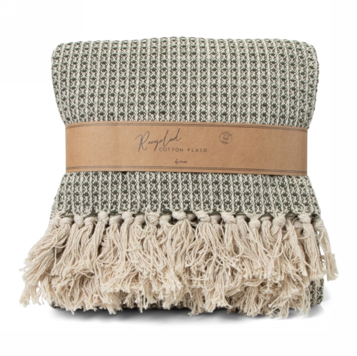 Jens Living Recycled Cotton Plaid Wafel Groen 130x180x0.3cm 1stuks