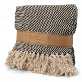 Jens Living Recycled Cotton Plaid Visgraat Zwart 130x180x0.3cm 1stuks