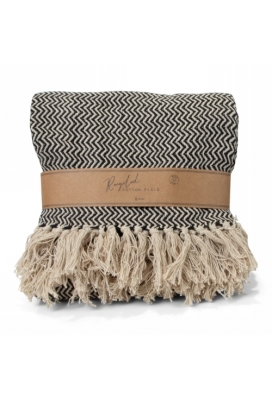 Jens Living Recycled Cotton Plaid Visgraat Zwart 130x180x0.3cm 1stuks