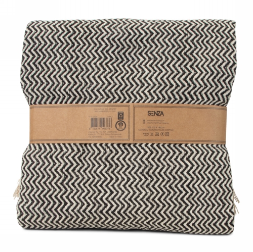Jens Living Recycled Cotton Plaid Visgraat Zwart 130x180x0.3cm 1stuks
